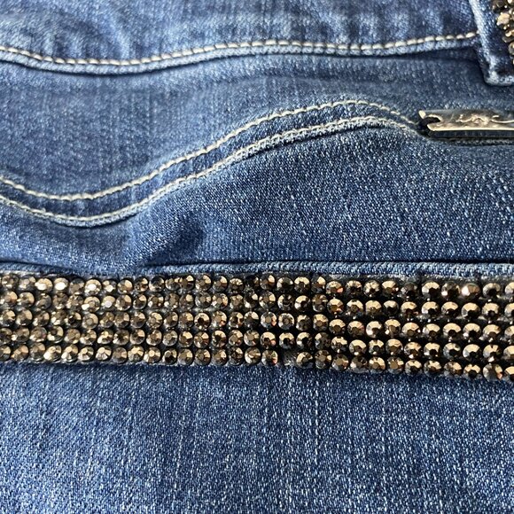 INC International Concepts Boot Leg Denim Jeans Women's 8 Blue Bedazzled Casual - Picture 16 of 16